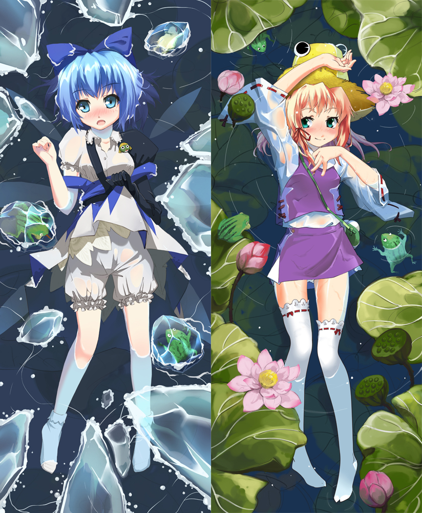 cirno, moriya suwako, and keroro (touhou) drawn by aruru_no_zaki