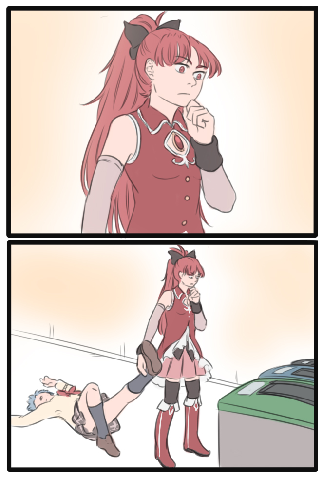 miki sayaka and sakura kyoko (mahou shoujo madoka magica) drawn by mefomefo