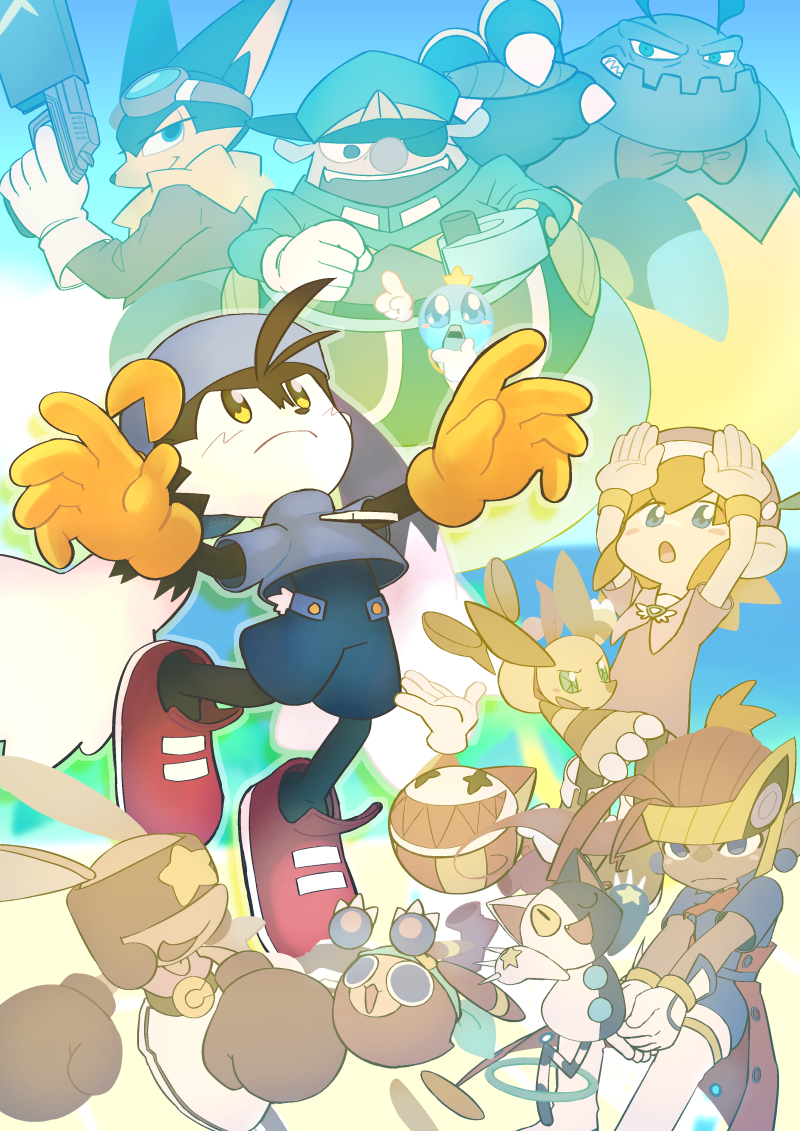 pac-man, klonoa, lolo, moo, guntz, and 4 more (kaze no klonoa) drawn by mametiti