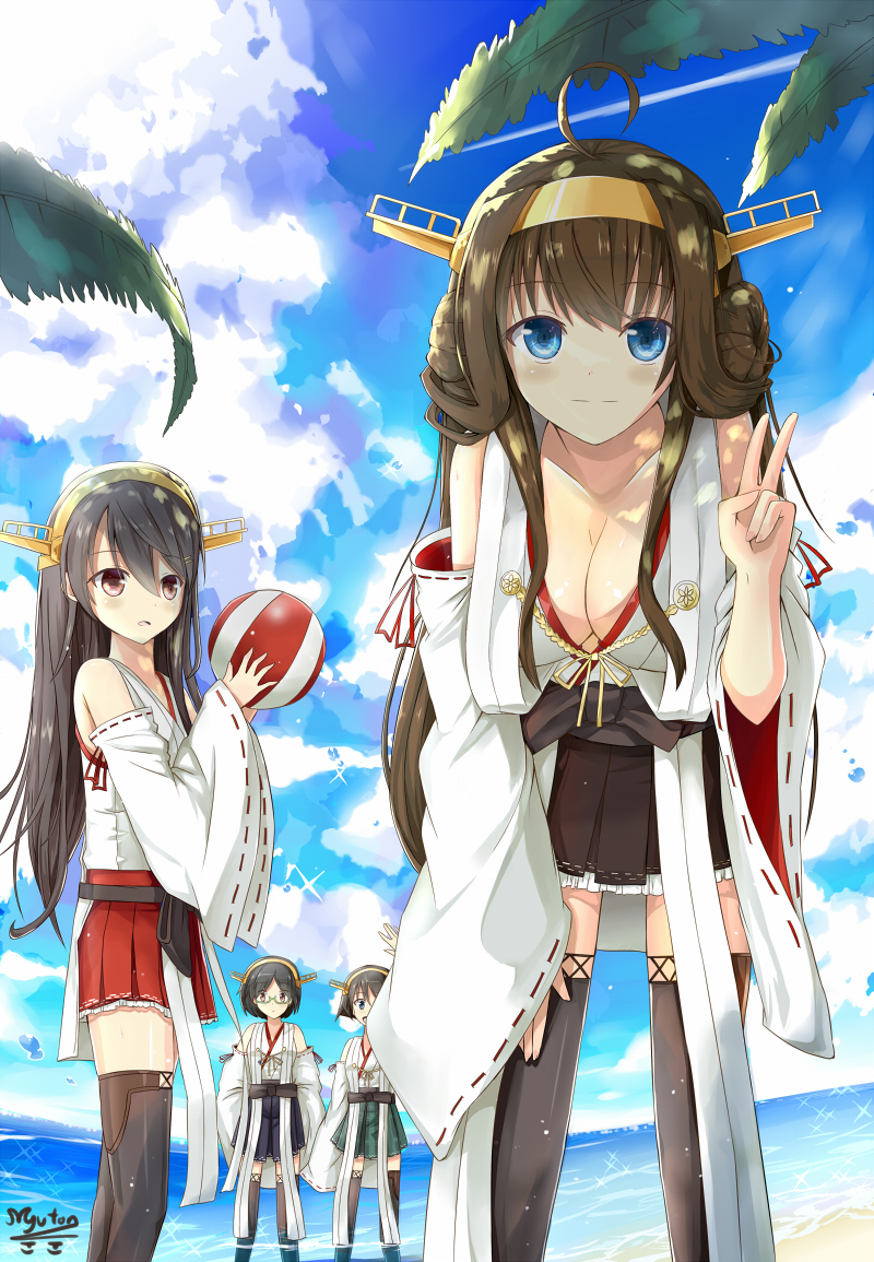 kongou, haruna, hiei, and kirishima (kantai collection) drawn by myuton