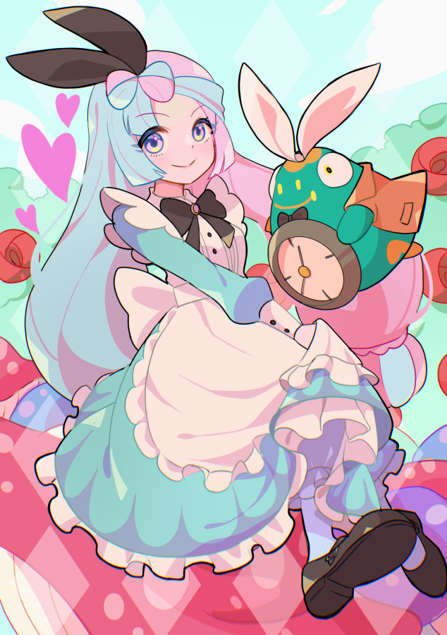 iono, alice, white rabbit, and bellibolt (pokemon and 1 more) drawn by mizuiro123