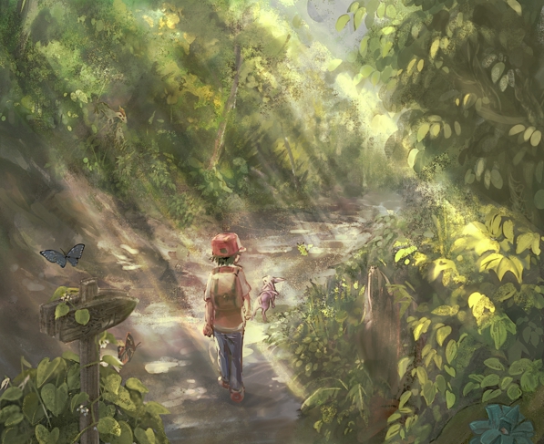 red and espeon (pokemon and 3 more) drawn by san_(tinami)