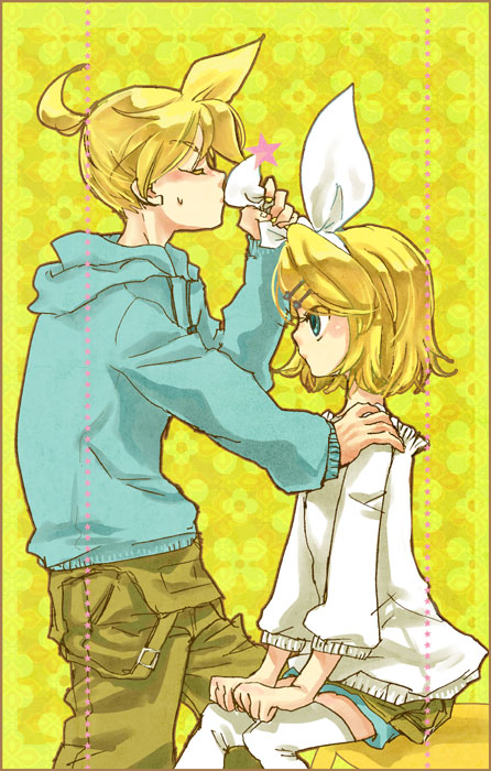 kagamine rin and kagamine len (vocaloid) drawn by hoshino_hitsuki