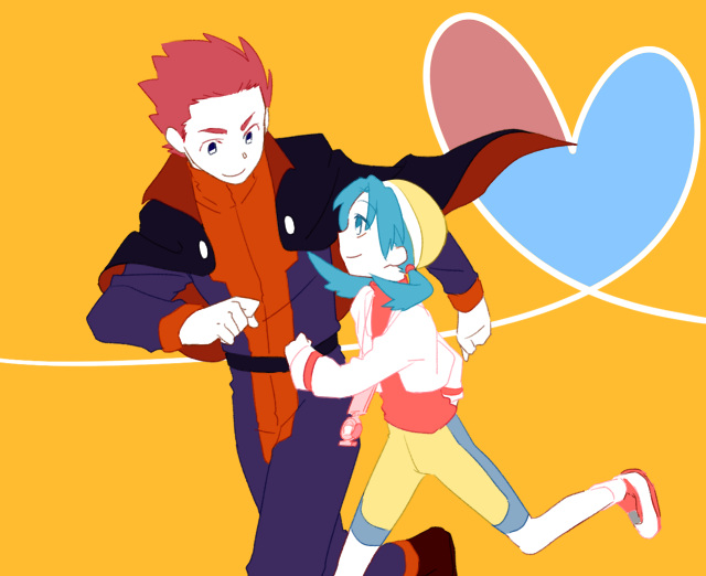kris and lance (pokemon and 1 more) drawn by mmm73