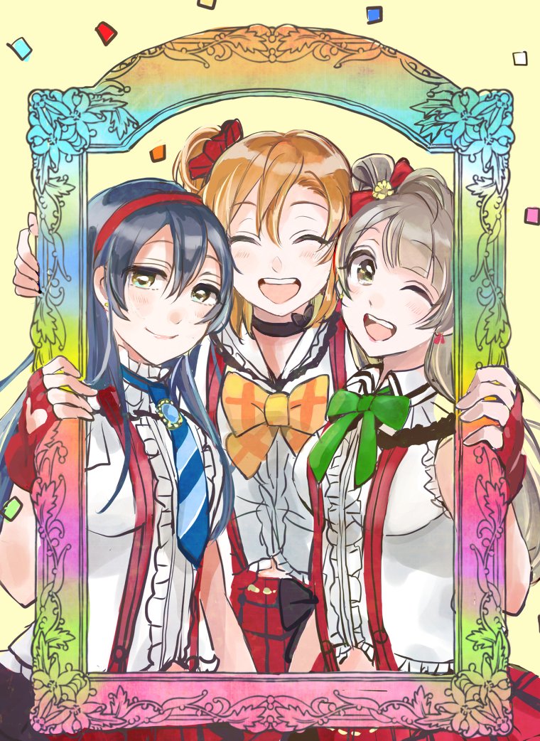 sonoda umi, minami kotori, and kosaka honoka (love live! and 1 more) drawn by alice-yuki