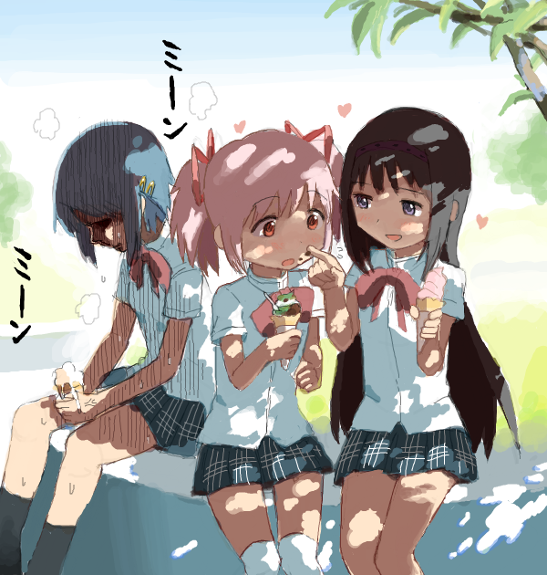 akemi homura, kaname madoka, and miki sayaka (mahou shoujo madoka magica) drawn by nao-08