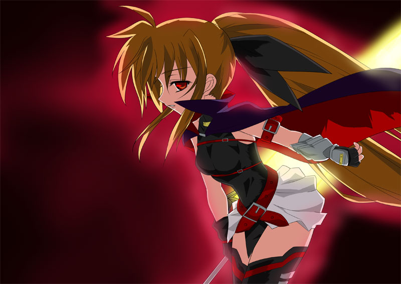 fate testarossa and bardiche (lyrical nanoha and 2 more) drawn by nagii