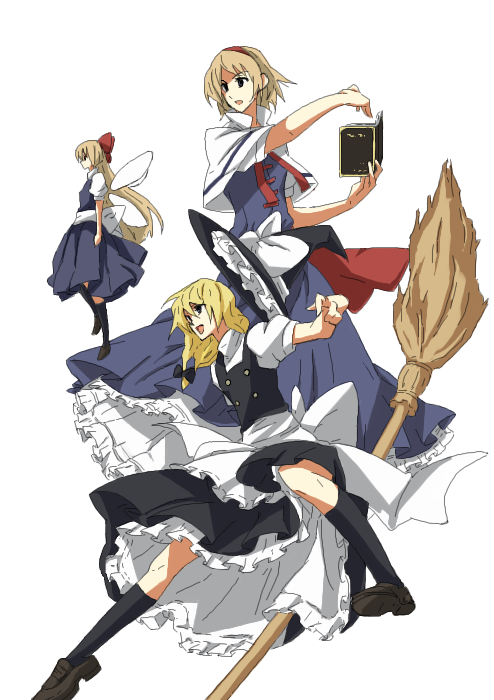 kirisame marisa, alice margatroid, and shanghai doll (touhou) drawn by kajiki