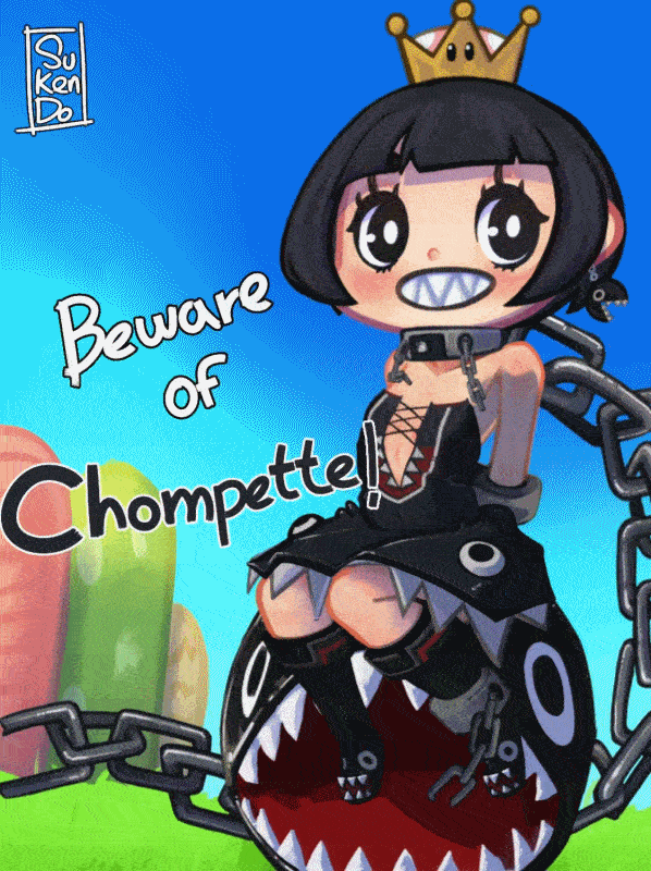chain chomp and princess chain chomp (mario and 1 more) drawn by fennecpotato