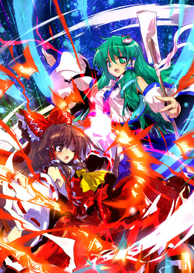 hakurei reimu and kochiya sanae (touhou) drawn by alphes