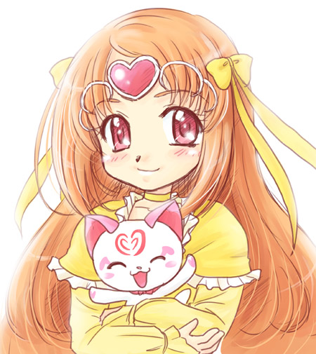 shirabe ako, hummy, and cure muse (precure and 1 more) drawn by akihara_ryou