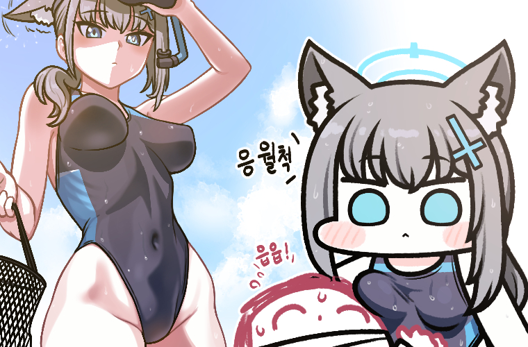 sensei, doodle sensei, and shiroko (blue archive) drawn by jazz_jack