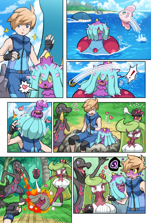 lapras, pyukumuku, tsareena, wailmer, mareanie, and 4 more (pokemon and 1 more) drawn by pokemoa