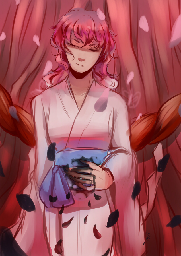 saigyouji yuyuko and saigyou ayakashi (touhou) drawn by dilaih