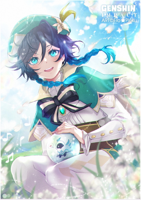 venti and barbatos (genshin impact) drawn by nakayoshi_chan