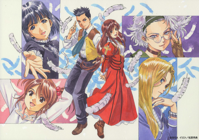 erica fontaine, glycine bleumer, oogami ichirou, coquelicot, lobelia carlini, and 1 more (sakura taisen and 1 more) drawn by matsubara_hidenori