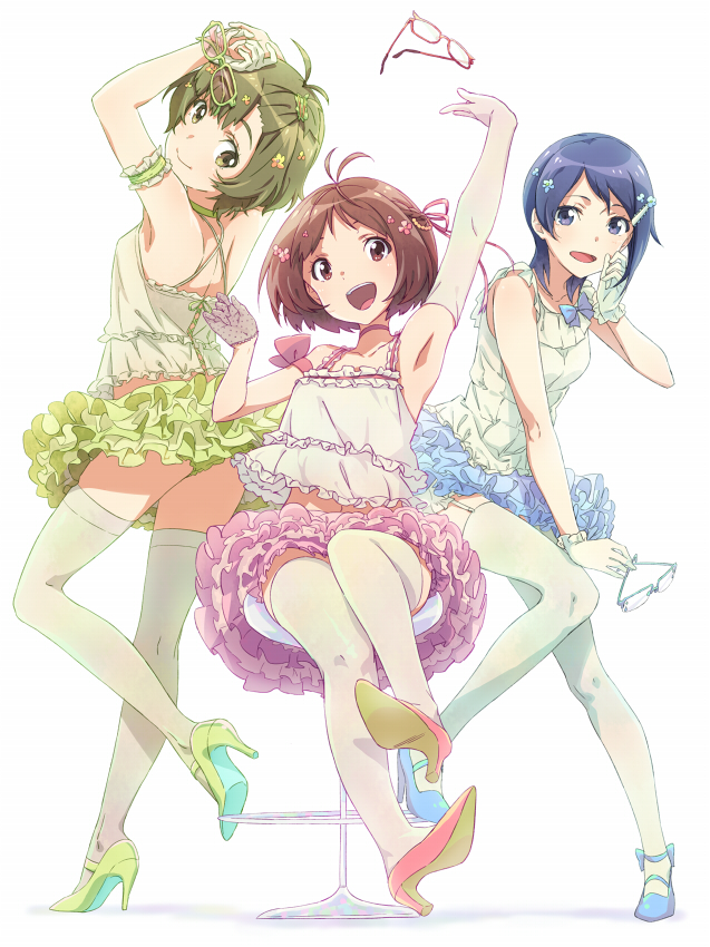 akizuki ryo, mizutani eri, and hidaka ai (idolmaster and 1 more) drawn by pinuett