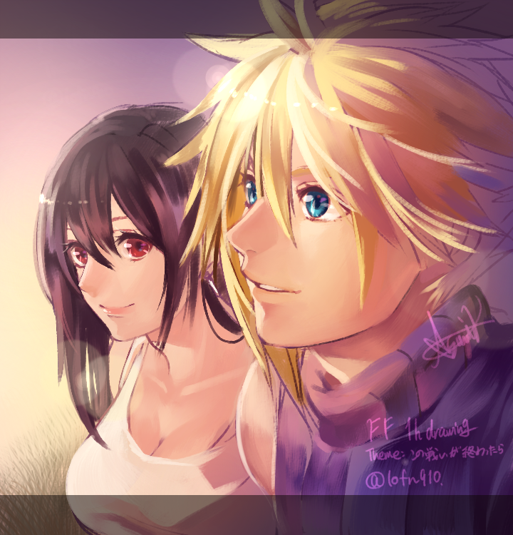 tifa lockhart and cloud strife (final fantasy and 1 more) drawn by kudou_asami