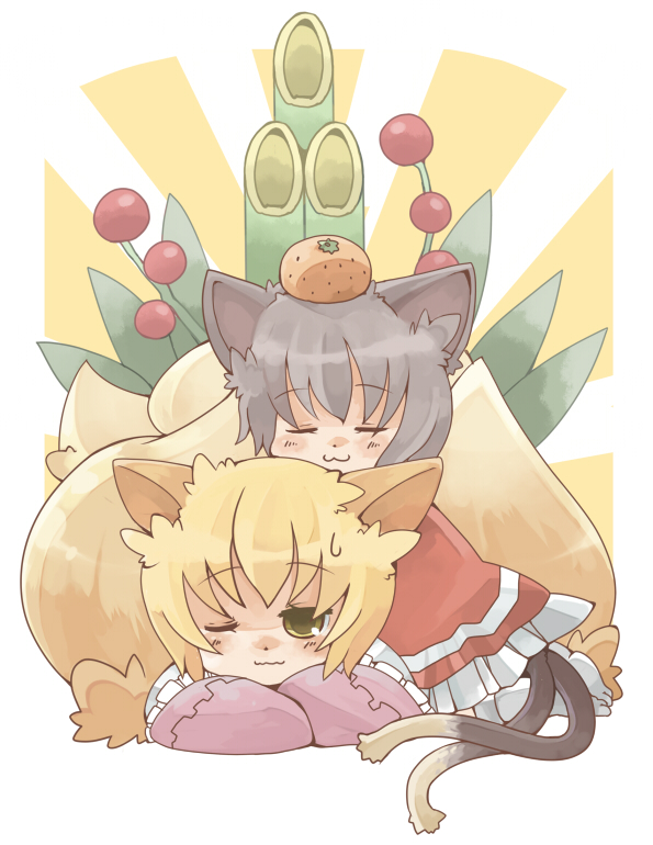 yakumo ran and chen (touhou) drawn by chachi_(azuzu)