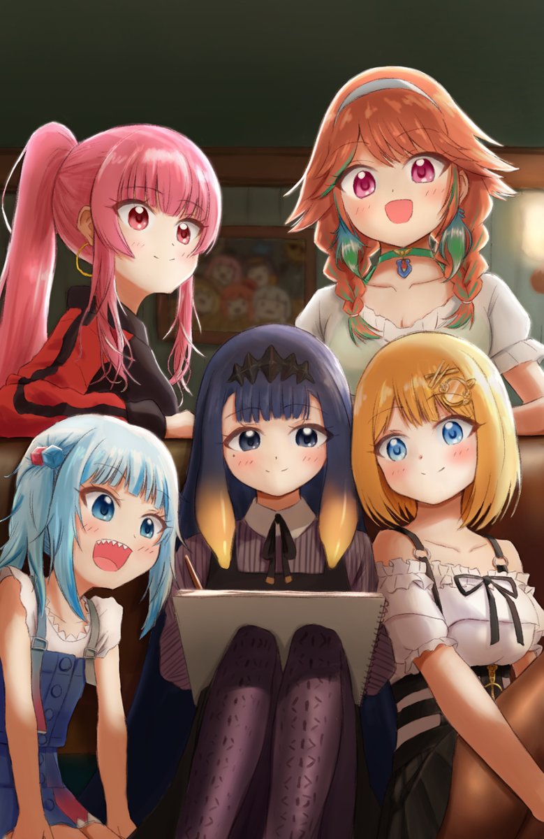 gawr gura, mori calliope, ninomae ina'nis, takanashi kiara, watson amelia, and 5 more (hololive and 1 more) drawn by tanuki_sanpeita