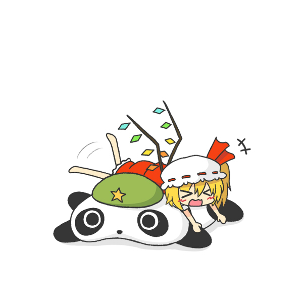 flandre scarlet, hong meiling, and tarepanda (touhou and 1 more) drawn by yunkaasu_(kakushiaji)
