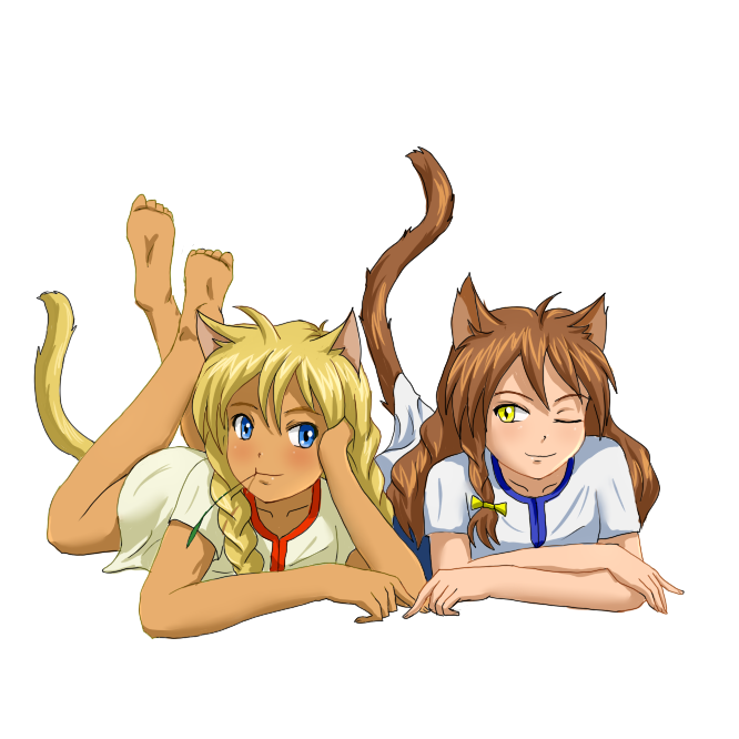 slavya-chan and uvao-tan (original and 1 more) drawn by huyase