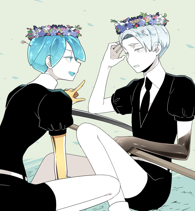 phosphophyllite and cairngorm (houseki no kuni) drawn by nao_(necomugi)