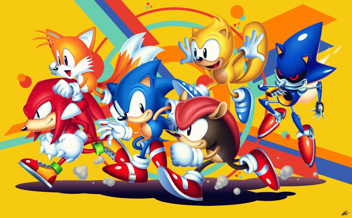 sonic the hedgehog, tails, knuckles the echidna, metal sonic, mighty the  armadillo, and 1 more (sonic and 2 more) drawn by tyler_mcgrath