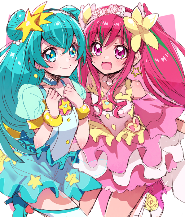 hagoromo lala, hoshina hikaru, cure milky, and cure star (precure and 1 more) drawn by eru