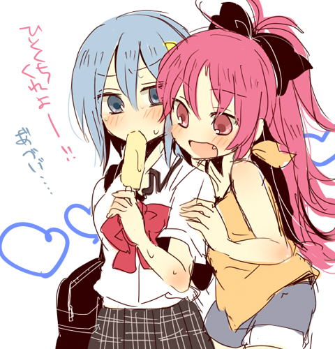 miki sayaka and sakura kyoko (mahou shoujo madoka magica) drawn by zawameki