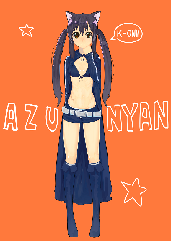 nakano azusa and black rock shooter (k-on! and 1 more) drawn by ameya_shioichi