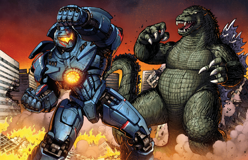 godzilla and gipsy danger (godzilla and 1 more) drawn by dan-the-artguy