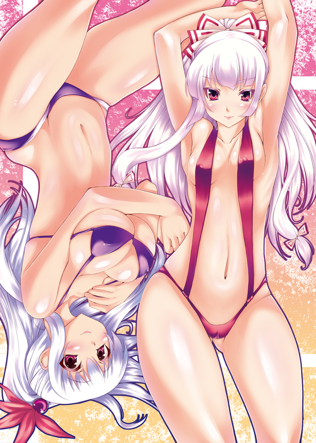fujiwara no mokou and kamishirasawa keine (touhou) drawn by oohira_sunset