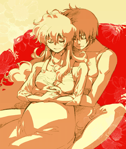 nia teppelin and simon (tengen toppa gurren lagann) drawn by akutsu_(yuumi)