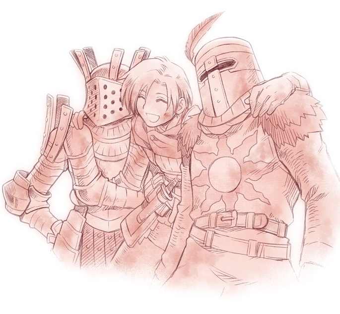 chosen undead, solaire of astora, and knight lautrec of carim (dark souls and 1 more) drawn by miyasumi_(jam_session)