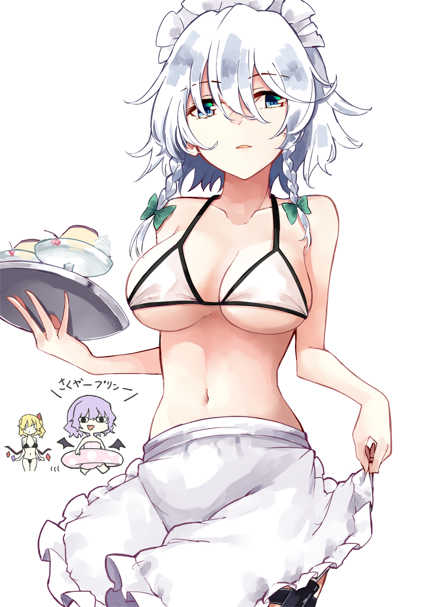 remilia scarlet, flandre scarlet, and izayoi sakuya (touhou) drawn by deetamu