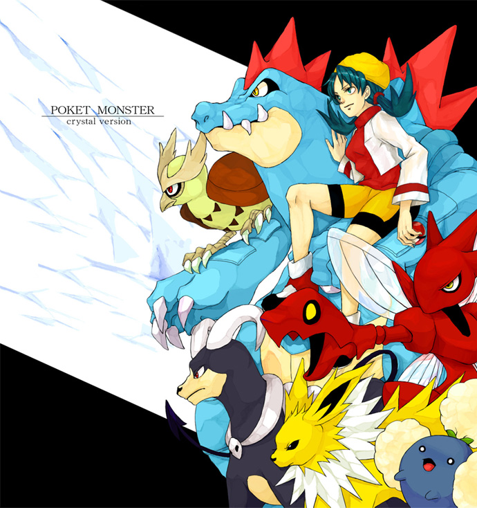kris, jolteon, scizor, houndoom, feraligatr, and 2 more (pokemon and 1 more) drawn by chieda