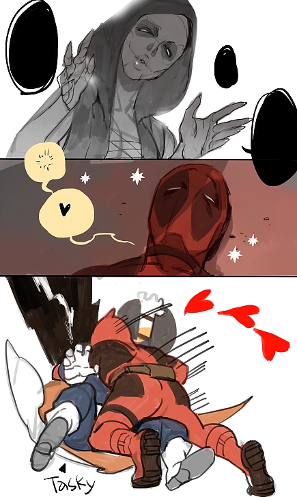 deadpool, taskmaster, and death (marvel and 1 more) drawn by shishio_(shishio5431)