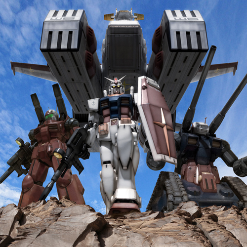 rx-78-2 gundam, guncannon, guntank, and white base (gundam and 1 more) drawn by robographer