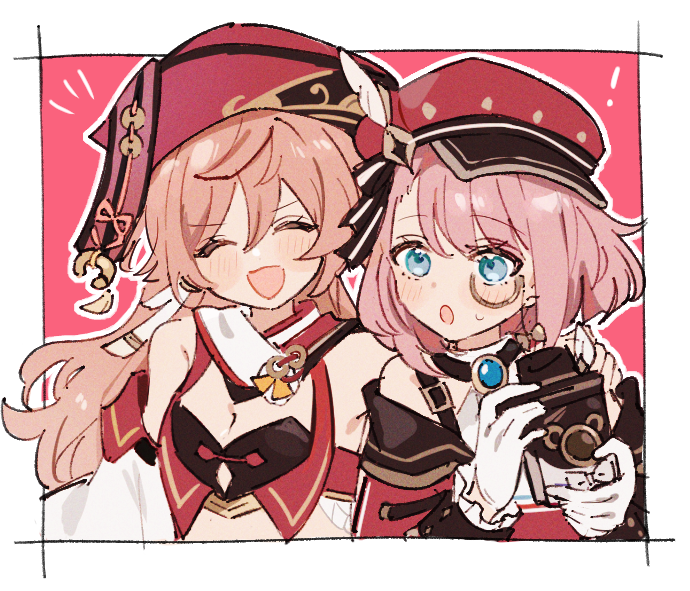yanfei and charlotte (genshin impact) drawn by nanoja_(haigototta)