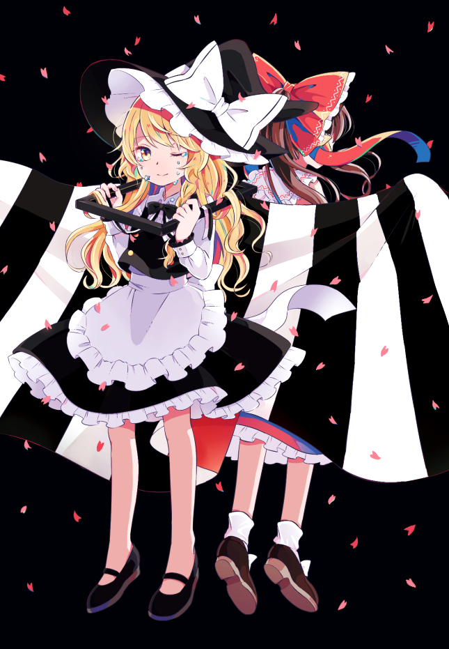 hakurei reimu and kirisame marisa (touhou) drawn by mozukuzu_(manukedori)
