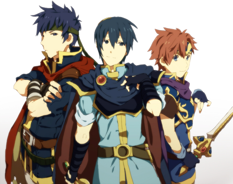 ike, marth, and roy (fire emblem and 4 more) drawn by gabu_kichi