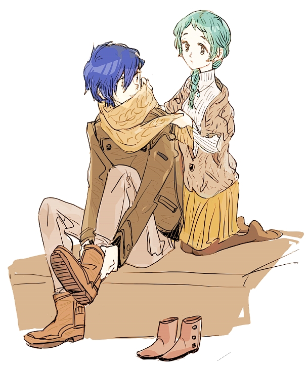 yuuki makoto and yamagishi fuuka (persona and 2 more) drawn by sutei_(giru)