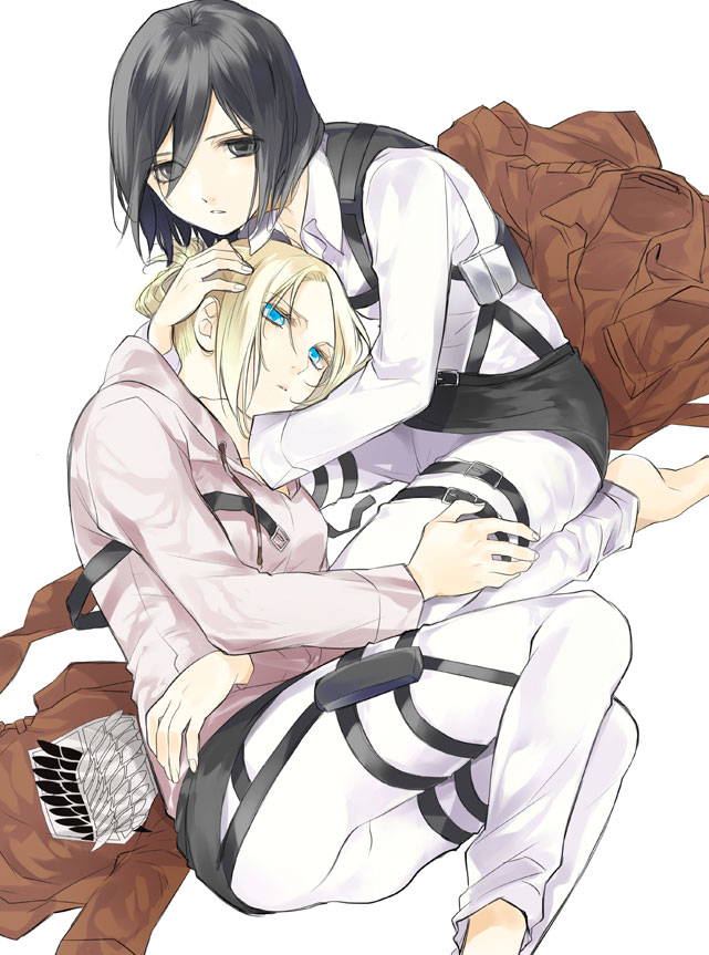 mikasa ackerman and annie leonhart (shingeki no kyojin) drawn by sarachi_yomi
