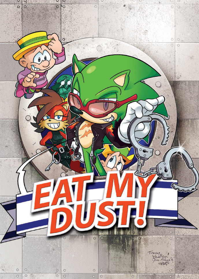 dr. eggman, fiona fox, scourge the hedgehog, verti-cal, and horizont-al (sonic and 1 more) drawn by jim_amash, matt_herms, and tracy_yardley