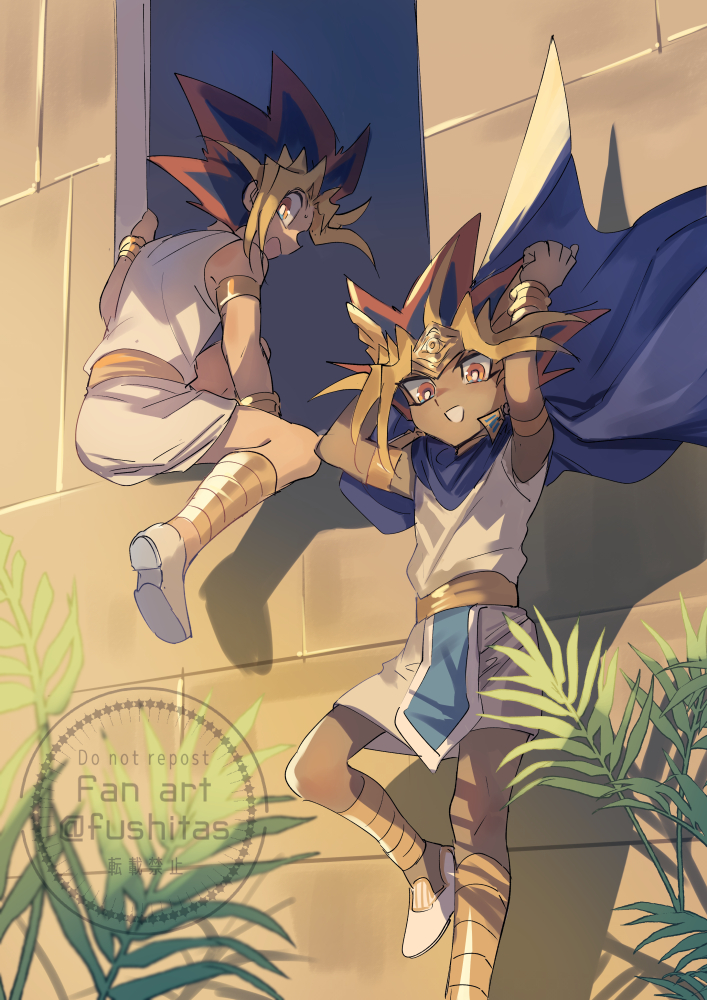 muto yugi and atem (yu-gi-oh! and 1 more) drawn by fushitasu