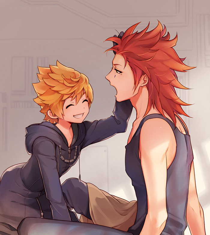 roxas and axel (kingdom hearts and 1 more) drawn by vocon