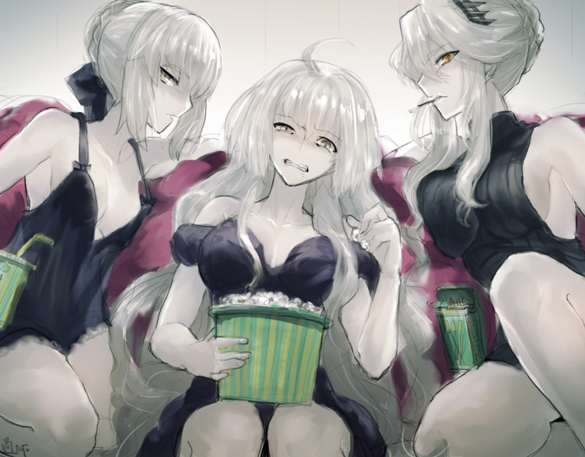 artoria pendragon, jeanne d'arc alter, and saber alter (fate and 1 more) drawn by ayamatazu
