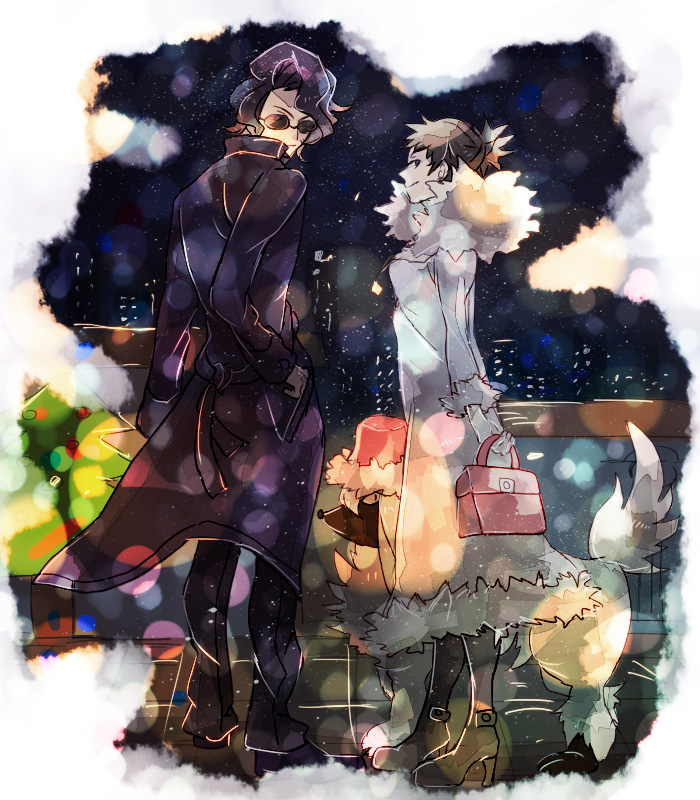 diantha, professor sycamore, and furfrou (pokemon and 1 more) drawn by okii