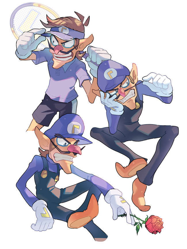 waluigi (mario and 2 more) drawn by hoshikuzu_pan